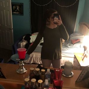 Green high low sweater